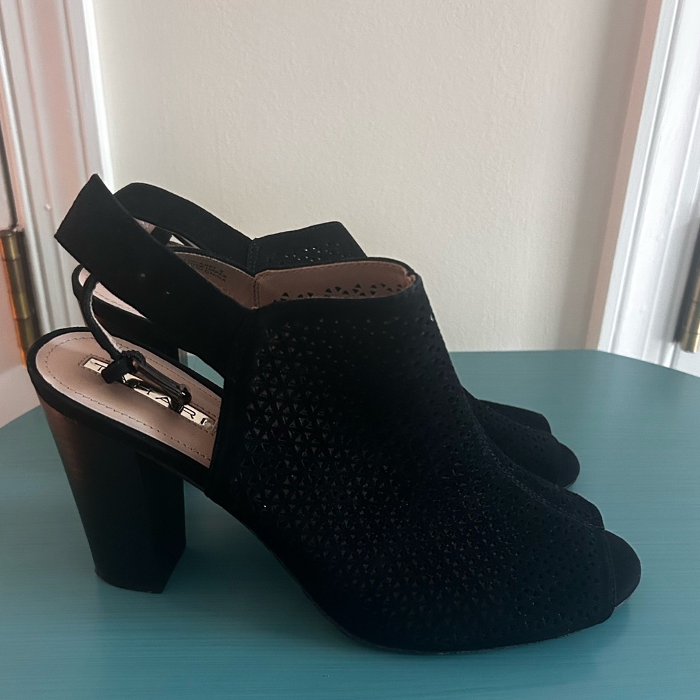 Tahari suede peep-toe booties